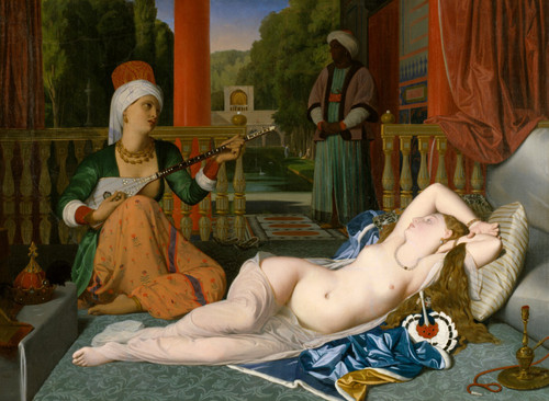 Jean-Paul_Flandrin_-_Odalisque_with_Slave_-_Walters_37887 Poster Canvas Movie Fi