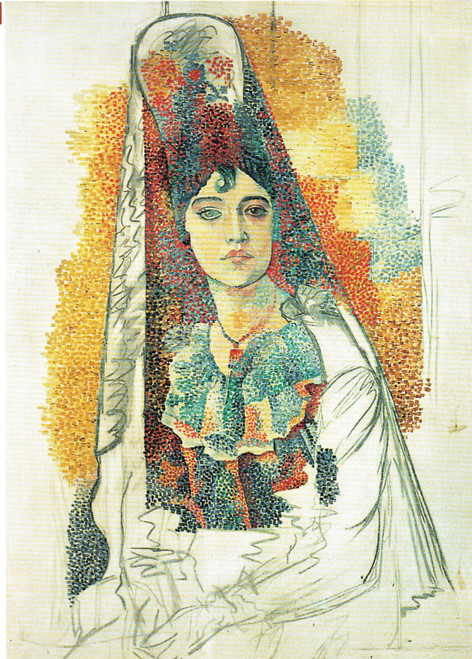 woman with mantilla(Fatma)-Picasso 1917 Poster Canvas Movie Film Print A0 A1 A2