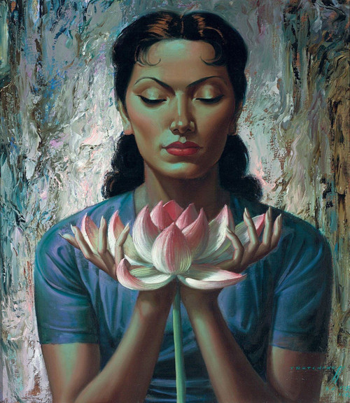 Tretchikoff - Girl with flower Poster Canvas Movie Film Print A0 A1 A2 A3 A4 A5