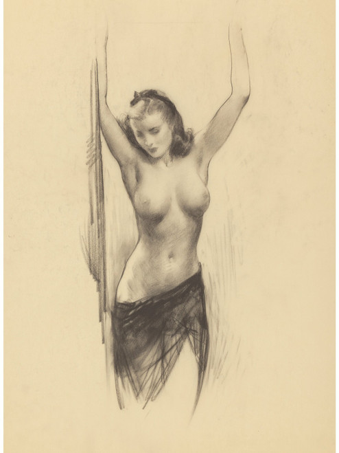 Gil Elvgren - Pinup Girl - Nude with Lifted Arms Poster Canvas Movie Film Print