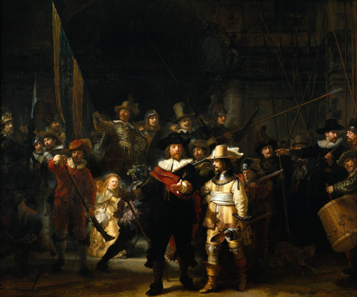 Rembrandt_The_Company_of_Frans_Banning_Cocq_and_Willem_van_R Poster Canvas Movie