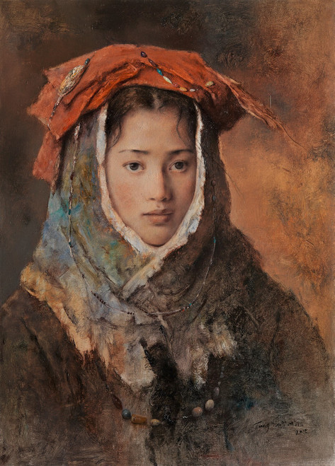 20190116-145758-Red-Scarf-oil-28x20in Poster Canvas Movie Film Print A0 A1 A2 A3