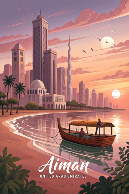 Majestic Ajman, United Arab Emirates - Exotic Travel Poster Art Print Poster Mov Majestic Ajman, United Arab Emirates - Exotic Travel Poster Art Print Poster Mov