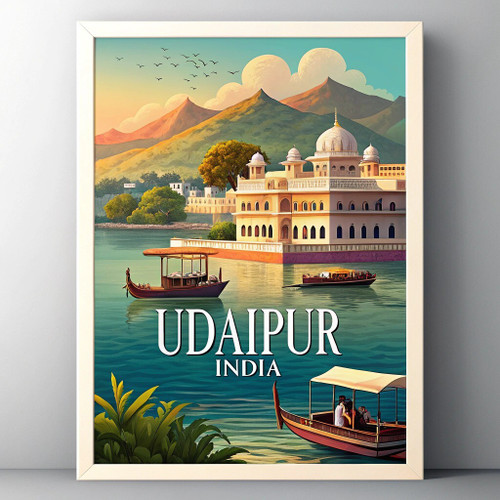 Captivating Udaipur, India Travel Poster - Lake Palace Art Print Poster Canvas M
