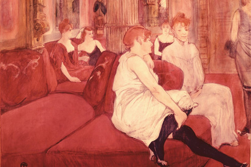 In the Salon at the Rue des Moulins, Toulouse-Lautrec Poster Canvas Movie Film P