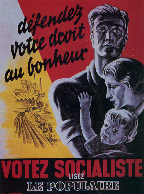 1936 Défendez votre droit au bonheur, votez socialiste, Post Art Gallery Poster