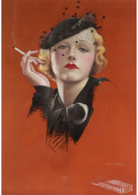 Charles Gates Sheldon - Girl in Veiled Hat Poster Canvas Movie Film Print A0 A1
