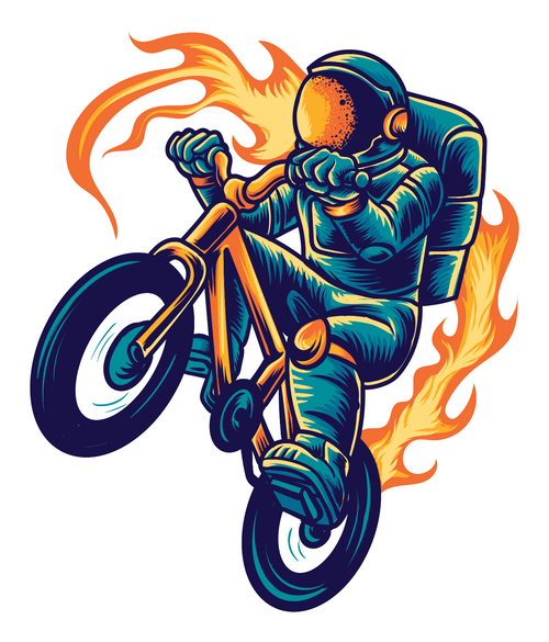 223. Astronaut riding bmx sticker (2) Fun Gift Poster Canvas Print A0 A1 A2 A3 A