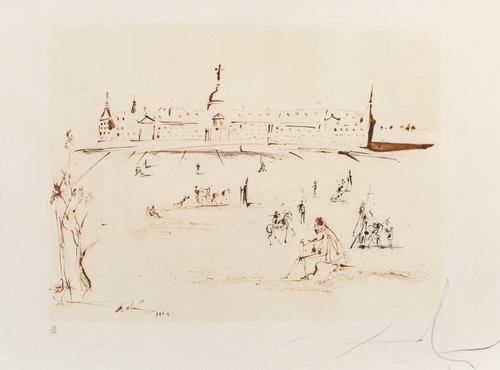 Salvador Dali (1904-1989). Vista de El Esocial, from Spain, 1964 Poster Canvas M