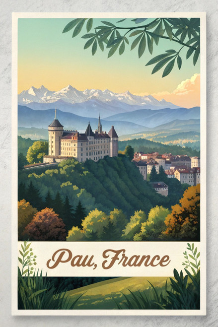 Scenic Pau France - Vintage Travel Poster, Breathtaking Landscapes Wall Art Post Scenic Pau France - Vintage Travel Poster, Breathtaking Landscapes Wall Art Post
