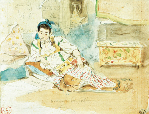Delacroix- skech for the Woman of Algiers 1832 Poster Canvas Movie Film Print A0