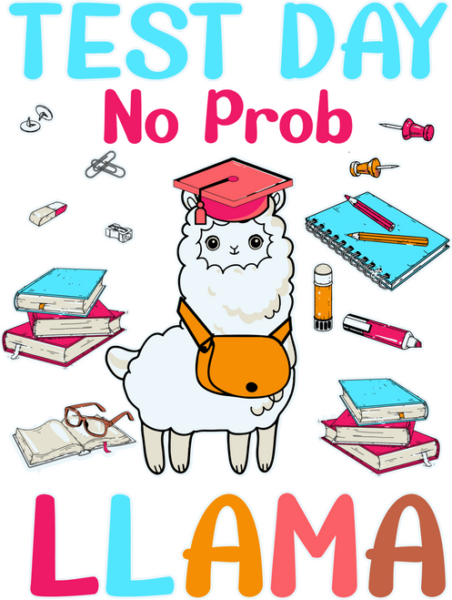 A220313-10-Test-Day-No-Prob-Llama-Teacher-School Poster Canvas Movie Film Print