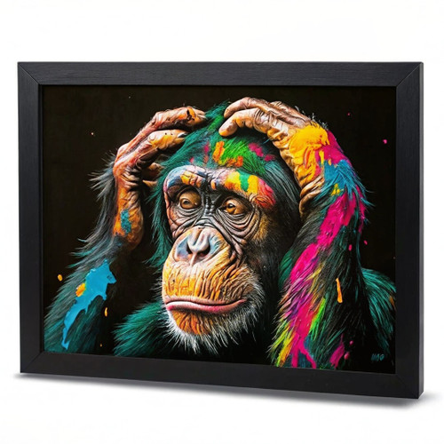 Rainbow Monkey Wall Art Colourful Monkey Print Framed Picture Street Art Poster