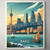 Baku Azerbaijan Cityscape - Vintage-Style Seaside Travel Poster Art Print Poster