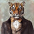 Gentelman Tiger in a formal suit and bow-tie. Poster Canvas Movie Film Print A0