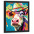 Colourful Cow Wall Art Cow Print Wrap Artwork Gift Pop Art Cow Art In Frame (1)