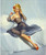 PinUp Girl - HARRY EKMAN Blonde with Purple Negligee and Red Shoes 1950 Poster C