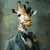 Gentelman Giraffe with a formal green suit, a bow-tie, a rose accessory, and a