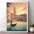 Dreamy Venice Cityscape- Gondola Ride and Watercolor Sunset Art Print Poster Can