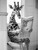 Giraffe on Toilet-BlackAndWhite-3by4 Poster Canvas Funny Annimals Pritnt A0 A1 A
