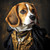 Beagle in a detailed outfit with a black and gold color scheme. Art Gallery Pos