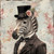 Gentelman Zebra with a formal outfit, including a traditional black top hat with