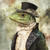 Lord Lizard in a formal outfit inspired by a historical period, including a tall