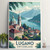 Lugano Switzerland Vintage Travel Poster - Lake and Mountains Art Print Poster C