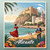 Alicante Spain Vintage Travel Poster - Castle of Santa Barbara Art Print Poster