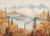 Fall Watercolor Forest Mountain Landscape Printable. Printable Wall Art. Set of