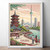 Fukuoka Japan Travel Poster - Vibrant Cityscape and Hakata Bay Art Print Poster