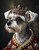 white and gray dog with a distinctive coat, wearing a royal outfit (3) Poster Ca