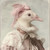 Lady seagull with a delicate, pastel-colored outfit, including a soft, fluffy p
