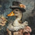 Lady duck in in a ruffled, lace-trimmed outfit and top hat whit flower Poster C