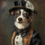 a dog in a formal attire. whith black top Poster Canvas Print Art Painting Decor