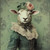 Ladsy Sheep in a green blouse with a lace-like bodice, a decorative bow, a decor