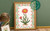 Vintage Archive Floral on Painted Tile Botanical Plants Art Print - Unframed A6