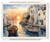 Coastal Sunset Harbour Boats Canvas Art Print for Tranquil Mediterranean Decor (