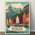 Captivating Bergen Norway Travel Poster - Wharf and Mountains Art Print Poster C