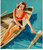 EDWARD D'ANCONA (American, 20th Century). Pin-Up in a Row Boat. Poster Canvas Pr