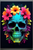 Neon painted Skuls in Flowers abstract painting print (2) Poster Canvas Movie Fi