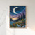 Moon above the pine tree woodland and wildflowers art print - full moon above na