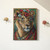 Maximalist eclectic lioness with flowers art print - Bold luxury animal portrait