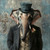 Gentelman Elephant with a Victorian-style mask, complete with a dark, ornate to