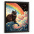 Black Cat Print Rainbow Waves Wall Art Cat Wall Art Cat Gift Black Cat Painting