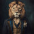 Regal Lion in a formal, elaborate outfit, resembling a tuxedo. Poster Canvas Pri