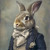 Gentelman Rabbit in a formal, historical-inspired outfit, including a lace-like