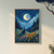 Moon above the witch wildflowers and woodland art print - full moon above flower