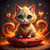 little-kitty-that-breathe-fire--siting-on-the-kusi Art Gallery Poster Canvas Pri
