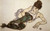 E Schiele-Reclining-Woman-With-Green-Stockings(1) Poster Canvas Print Art Painti